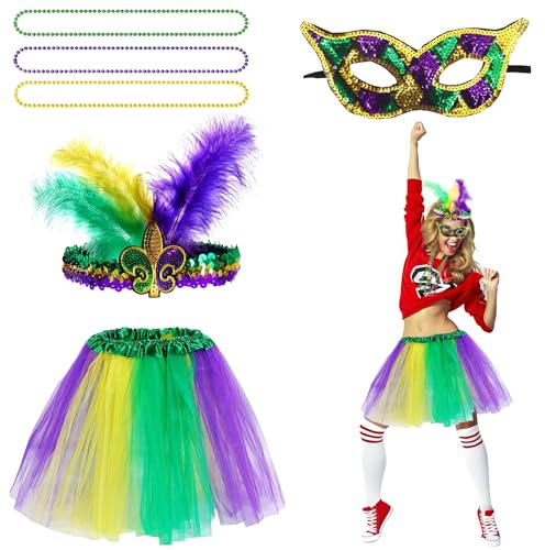 Shyllin 4 PCS Costume de Carnaval Femme (Vert)