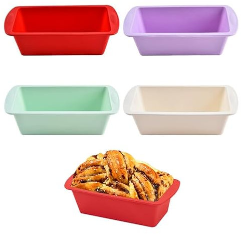 Neuytiky 4 Pezzi Stampo Plumcake,20 x 9,5 x 5,5 cm, Stampo per Pane in Cassetta, Torta Silicone per Dolci Rettangolare, Silicone Small Tortiera Rettangolare,Antiaderente Stampi per Dolci