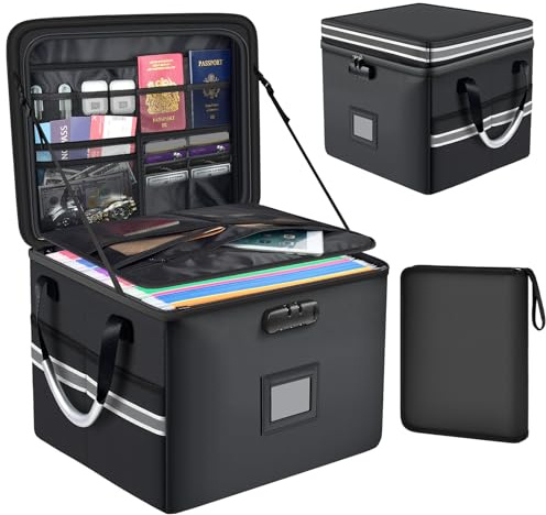 Zynqur 5200°F Upgraded 60L Fireproof Document Box & Expanding File Folder