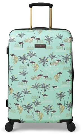 Sara Miller London Hardside Luggage, 4 Wheel Trolley Spinner, Medium 67 x 25 x 42 cm, Ostrich Mint Green