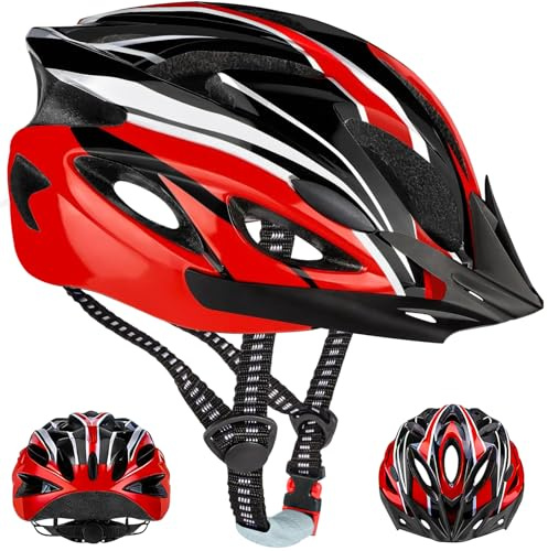 YGVQN Casco Bici Adulto Uomo Donna, Casco MTB Mountain Bike con EPS e Guscio in Policarbonato, Visiera Rimovibile & Sistema Regolabile 52-62cm, Leggero Casco da Corsa per Bici Elettrica Città