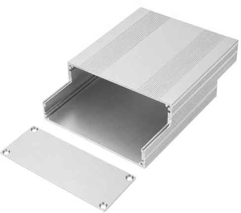 Scatola di Alloggiamento In Alluminio A Due Parti, Scatola per Progetti Elettronici DIY, Custodia In Lega di Alluminio per Schede A Circuiti Stampati E Strumenti, 54x145x150mm (Argento)