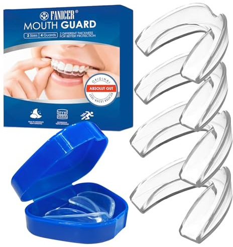 4 Piezas Ferula Descarga Bruxismo, Bruxismo Dental Noche, Férula de Descarga in 2 Tamaños, Protector Bucal para Dormir, Protector Bucal Bruxismos con Caja, Prevenir el Bruxismos y Roncar