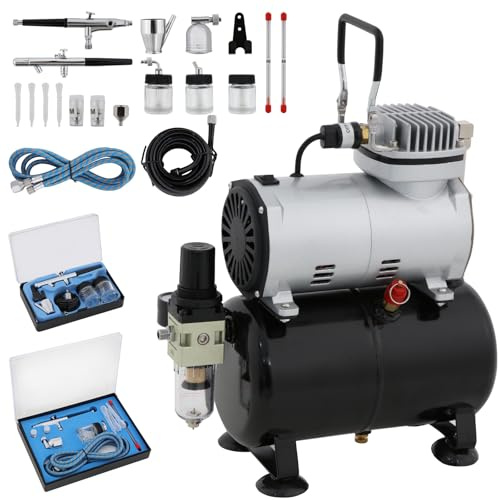 Kit aerografo e compressore Con pistola a doppia azione,pertain nail art, Airbrush colorazione abbigliamento, colorazione cosmetici,Airbrush tatuaggio, tatuaggio