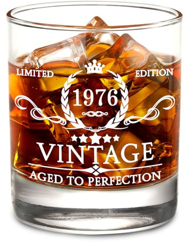 AOZITA 50th Birthday Gifts for Men Whiskey Glass with Delicate Package- 50th Birthday Decorations for Men, Party Supplies - 50th Bday Gifts Ideas for Him, Dad, Husband, Friends - 11oz Whiskey Glass
