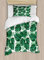 ABAKUHAUS Blätter Bettbezugs Set für Einzelbetten, Monstera Pinnate Palmate, Milbensicher Allergiker geeignet mit Kissenbezug, 130 x 200 cm, Weiß Jadegrün