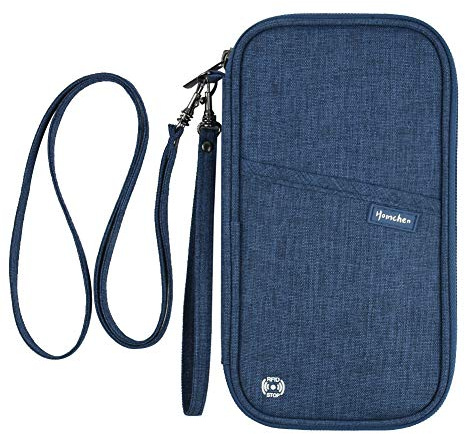 homchen RFID Blocking Travel Passport Wallet Holder, Document Organiser Case Credit Card Holders for Men and Women (RFID-DarkBlue)