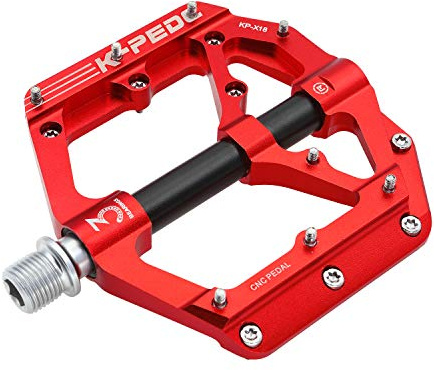 K PEDC Aluminum Alloy 9/16 Bike Pedal MTB Wide Platform Flat Non-Slip Bicycle Pedals with 3 Bearings for Mountain Bikes, Road, BMX