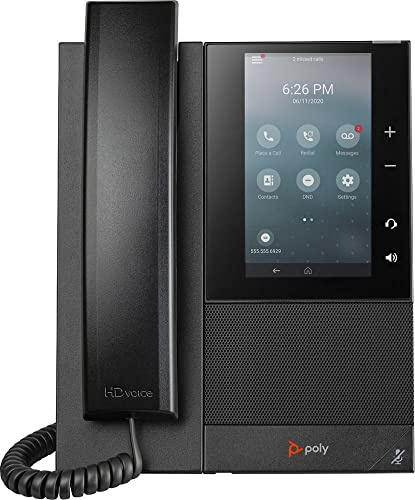 Poly CCX 500 IP Phone with Handset (Polycom) - Open SIP - Acoustic Fence and NoiseBlockAI Technologies - 5' Multi-Touch LCD Display - Integrated Bluetooth and USB Headset Ports - Works w/Zoom & More
