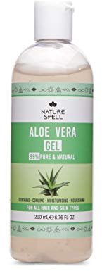 Nature Spell Aloe Vera Gel Puro al 99% 200 ml - Lenitivo e idratante - Per tutti i tipi di capelli e pelle - Prodotto nel Regno Unito, 100% vegano