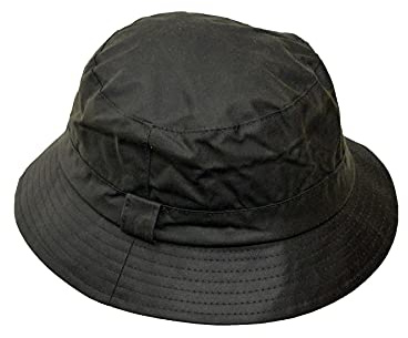 WALKER AND HAWKES - Olive 100% British Waxed Cotton Millerain Fabric Hanford Bucket Hat Unisex