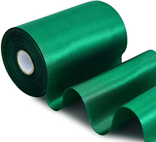 TONIFUL Breit Satinband Farbiges Stoffband für Geschenkband Öffnen des Schleifen Große Öffnung der Bänder Den Stuhl Hochzeit Party Dekoration Valentinstag Weihnachten-Dunkelgrün 10cm x 20m