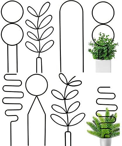 Tenorbass 6 st liten metallspaljé, minipalé för krukväxter inomhus, graden växtspaljé för klätterväxter, husväxtspaljé metall växtstöd för hoya, pothos, blomma, monstera