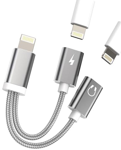 Dual Lightning Jack to Lightning Male Port Splitter(2in1)iphone Headphone Adapter Charge AUX Dongle Cable Adaptador MFI Certified Charging Audio Connector for 14 13 12 11 Pro Max X 7 8 Plus Ipad