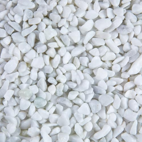 Ausluru 5lb Polished Aquarium Silica Gravel, Decorative Pebbles Substrate for Fish Tank, Vases, All Purpose Silica Gravel for Aquarium, Fire Pits, and Landscaping, Snow White(0.16-0.24”)