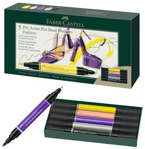 FABER-CASTELL - Stylos à encre Pitt Artist Pen Dual Fashion, 5 couleurs