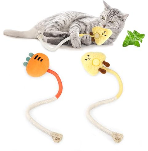 ROLUFY Sisal Rope Cat Toys, 2Pack Bite-Resistant Catnip Toy for Bored Indoor Cats, Interactive kitten Kicker,Safe Teeth Cleaning Chew, 20 Long for All Breeds