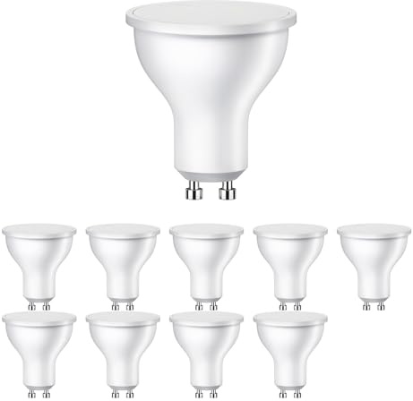 ledscom.de 10 lampadine LED GU10, PAR16, bianco caldo (2800 K), 0,5 W, 49lm, 100°, opaco