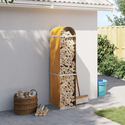 Xichuzi Kaminholzunterstand Hellbraun 40x45x170 cm Verzinkter Stahl, Holzunterstand, Holzstapelhilfe, Aufbewahrung Holz, Holzregal, Brennholzregal Außen, Kaminholz Aufbewahrung - 364578