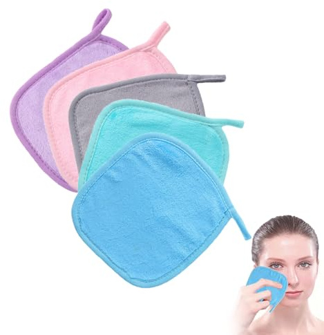 5 Pcs Make Up Remover Cloth - Face Skin Cleaning Cloth Washable Soft Facial Face Washing Pads Facial Wipe Large Reusable Removing Towels for Daily Travel Trip Outdoors