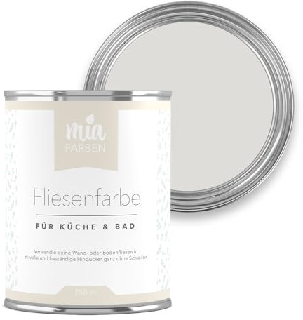 miafarben Fliesenfarbe ohne Schleifen – Fliesenlack für Wand & Boden – Bad & Küche – hochdeckend, matt, wasserbasiert, für Innen (Ruhiges Felslicht, 750ml)