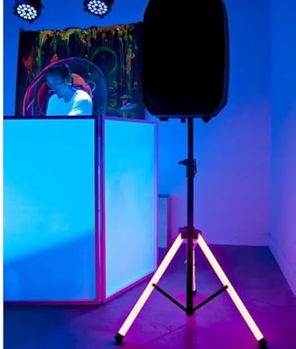 Supporto Treppiedi per Casse Acustiche con LED RGB Multicolore, Stativo Tripode Ricaricabile, Illuminazione Professionale per DJ, Stand Regolabile