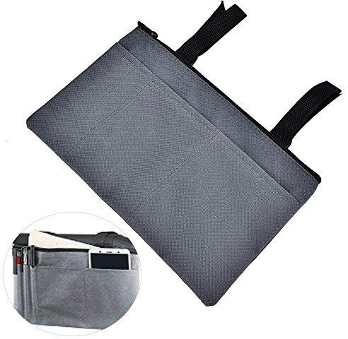 YUMILI Borsa per braccioli, borsa impermeabile per sedia a rotelle, borsa da viaggio realizzata in resistente fibra di poliestere (colore grigio)