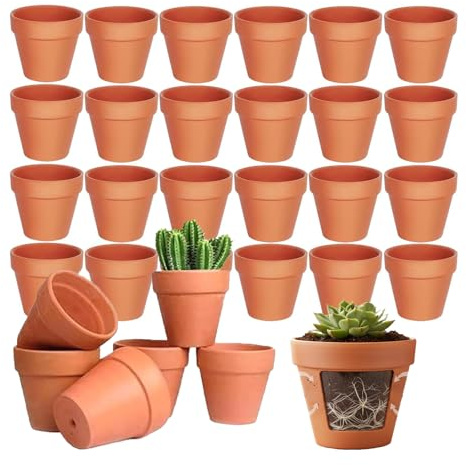 Tuwyii Macetas Pequeñas de Terracota, Macetas Artesanales de Barro con Agujero de Drenaje, Mini Macetas para Suculentas, Cactus, Hierbas, Decoración Hogar Oficina (12, 6 * 7 cm)