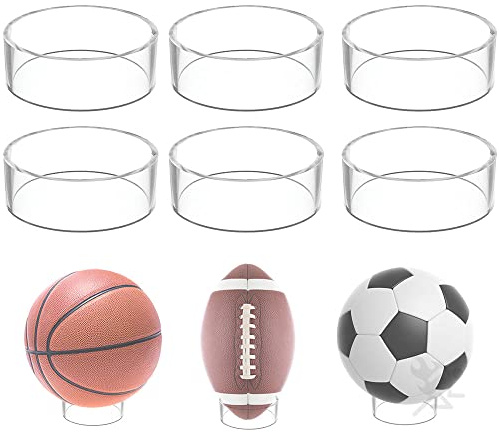 OnFireGuy 3 inch Acrylic Ball Display Stand | Basketball, Volleyball, Soccer, Softball & Bowling Ball | 3 inch Display Ring Pedestal | Ideal Ball Stands for Displaying Your Sports Balls