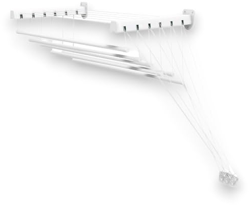 Gimi Lift 100 Stendibiancheria da Parete e Soffitto in Acciaio, Stendino da 6 m, Metallo, Bianco
