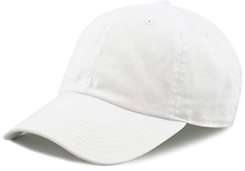 Cotton Baseball Cap Dad Hat – Washed Low Profile Adjustable Hat for Men Women Casual Outdoor Running Golf(White)