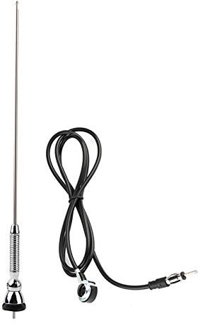 Antenne de Voiture Universelle argentée FM AM 18,5 Longueur du Cordon 53, Voiture extérieur