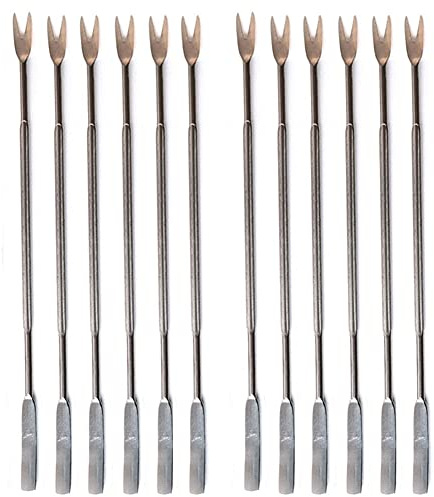 12Pcs Stainless Steel Lobster Crab Seafood Pick Forks and Scoop Nut Forks Seafood Picker Fork Kitchen Tools, Silver