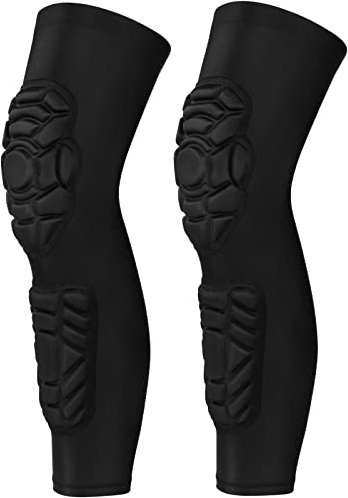 GUOZI Double Crashproof Knee Calf Pads [2 Pack], Thigh Compression Leg Sleeves Protection, Shin Brace Support for Youth Adults Sports Football Basketball Volleyball Soccer Baseball etc.