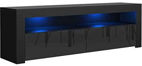 meble masztalerz Mobile Tv 130 cm - Soggiorno Moderno Mobili - Parete Attrezzata Soggiorno Moderna - Mobiletto Porta Tv - Mobile Salotto - Nero 130x 48,5 x 35 cm