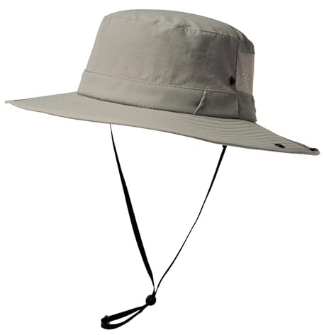 TOP-EX Men's Big Head Sun Hat XL Wide Brim UPF 50+ Waterproof, Extra Large Sun Hat for Big Heads, Summer UV Protection Hiking Golf Camping Cap, Cooling Vented Mesh Foldable Neck Protection, Gray, XL