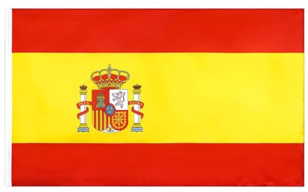 Bandera España Grande de Tela 90 x 150 cm, Auténtica Bandera Española para Exterior, Mástil o interior con Hueco para Añadir un Palo