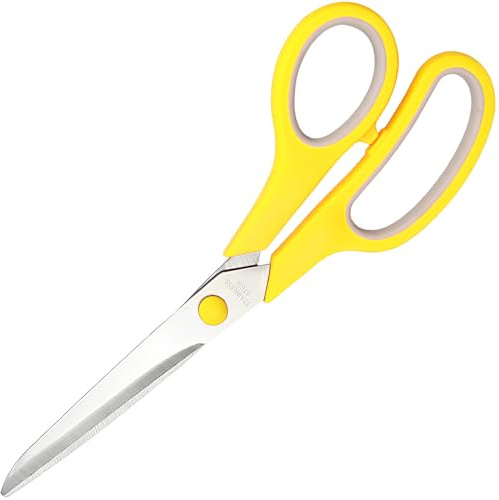 KINDOYO 8 Multipurpose Scissors with Ultra Sharp Blades, Comfort-Grip Handles, Sturdy for School Home Office Art Craft Sewing Tailor Heavy Duty, Yellow