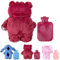 Fluffy Wärmflasche Cartoon Heißwasserflasche Rot für Kinder Abnehmbare und Waschbare Wärmflasche Naturkautschuk Weiches Plüsch Fluffy Geschenk für Kind Familie & Freund Winter