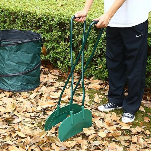 Rastrello leggero con manico lungo per rimuovere detriti da cortile, rastrello a mano per foglie, erba tagliata, spazzatura, facile pulizia dei rifiuti del cortile