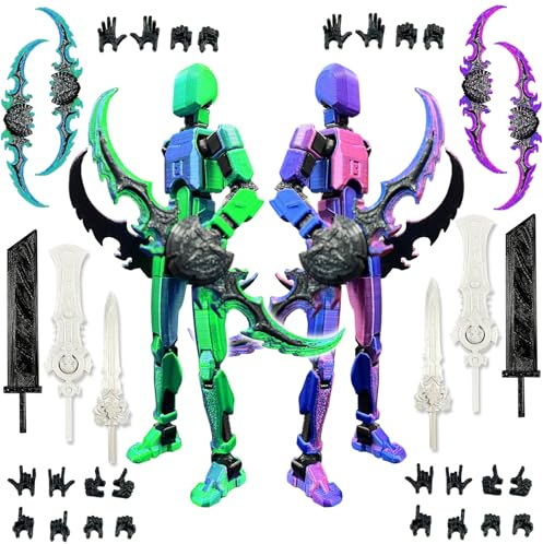 SANSGOUP T13 Action Figure Man (ensamblaje completado), 3D Impreso con múltiple Dummy 13, t-13 Figura de acción Robot, Decoraciones de Escritorio para Juguetes de Amantes de los Juegos (Azul Púrpura)