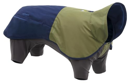 Ruffwear, Sun Shower Dog Raincoat Coverall, Waterproof & Windproof All-Weather Jacket with Full Coverage & Leg Straps, Lightweight & Reflective Dog Gear, Midnight Blue, Medium