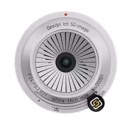 SGimage - Obiettivo Pancake manuale 24 mm F6.3, ultra sottile, corpo in metallo, peso leggero 74 g, compatibile con fotocamere L-Mount per formato completo e APS-C argento