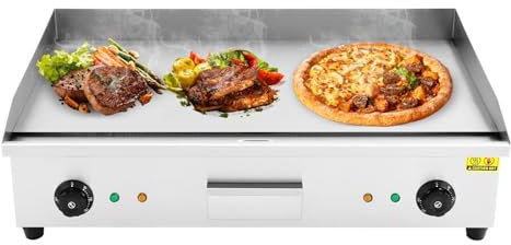 Plaque de cuisson électrique de 4400 W, barbecue électrique commercial avec 2 boutons séparés réglables, plage de température 50-300 °C, plaque de cuisson gastro professionnelle, plancha (sans prise)