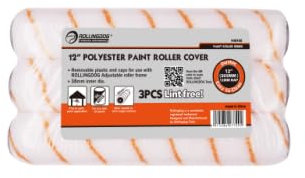 ROLLINGDOG Lot de 3 manchons de rouleau de peinture de 30,5 cm – Poils moyens de 12 mm, adaptés pour les murs légèrement texturés, les vieux murs intérieurs, les surfaces en ciment léger (lot de 3