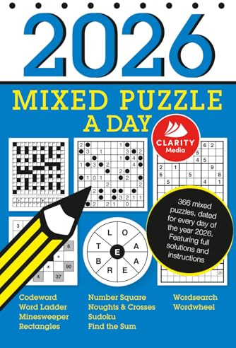 2026 Mixed Puzzle A Day: Featuring 10 puzzle types including codeword, sudoku, wordsearch and wordwheels!