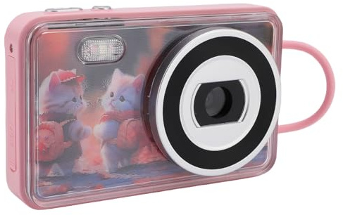 Akozon Fotocamera Digitale con Messa a Fuoco Automatica 4K 48MP Obiettivo Anteriore Posteriore AF Messa a Fuoco Automatica Anti-vibrazioni Zoom Digitale 18X Fotocamera con Reticolo per (PINK)