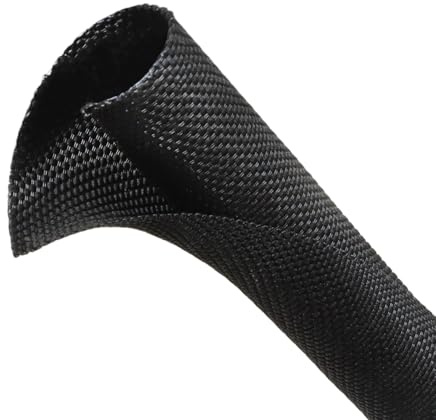 Automotive Wire Loom Tubing, Split Braided Cord Protectors from Pets No Chew, Flexible Cable Sleeve Cable Management for TV/Computer/Electric Wires (Black, 5/16-10ft)