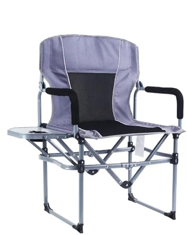 GHHZML Directors Chair Heavy-Duty Director Chair with Side Table Easy Folding Design for Beach Outdoors Camping Fishing(Grey)