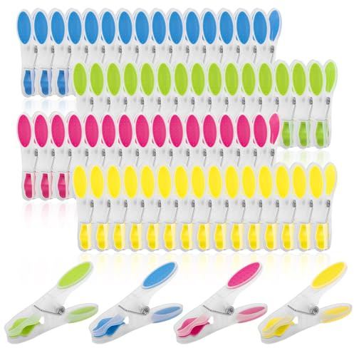 TIECHI 60PCS Clothes Pegs for Washing Line, Extra Strong Washing Pegs with Durable Spring, 4 Colors Non Slip Laundry Pegs for Home Garden Outside